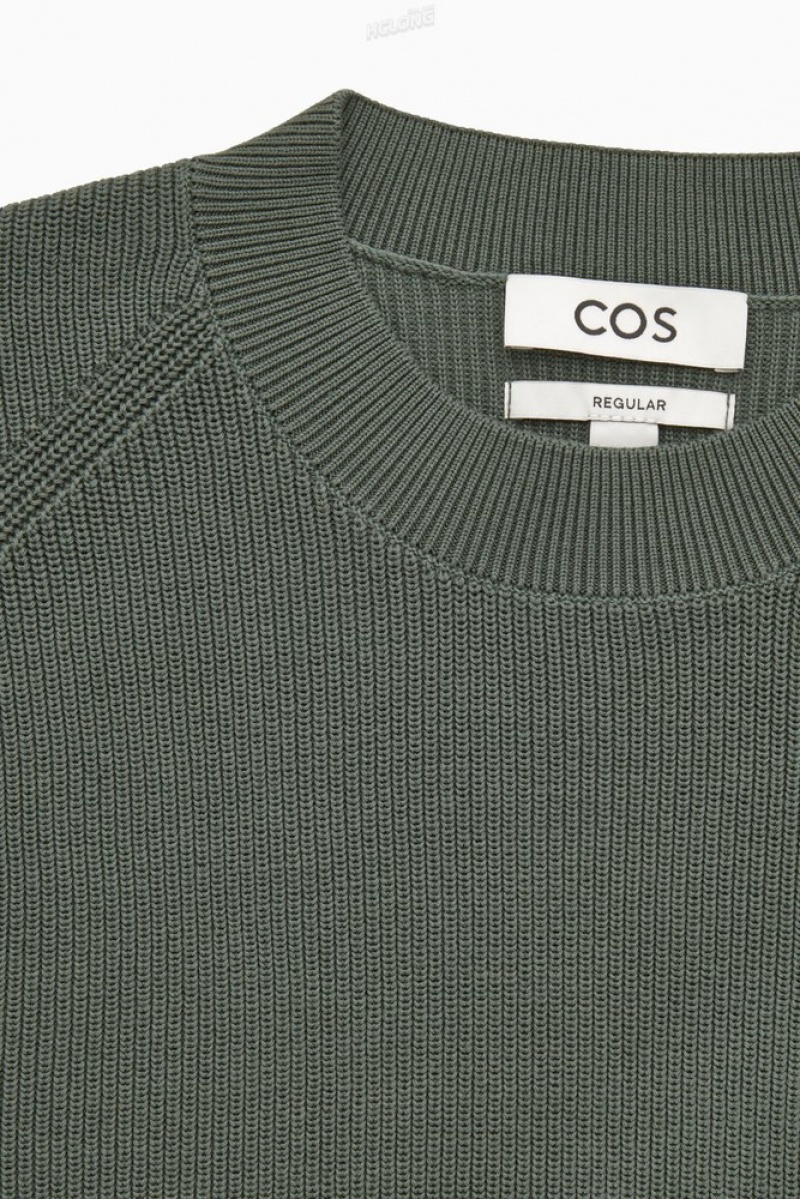 Khaki Green COS Ribbed-Knit Sweater | CB30-G3HB