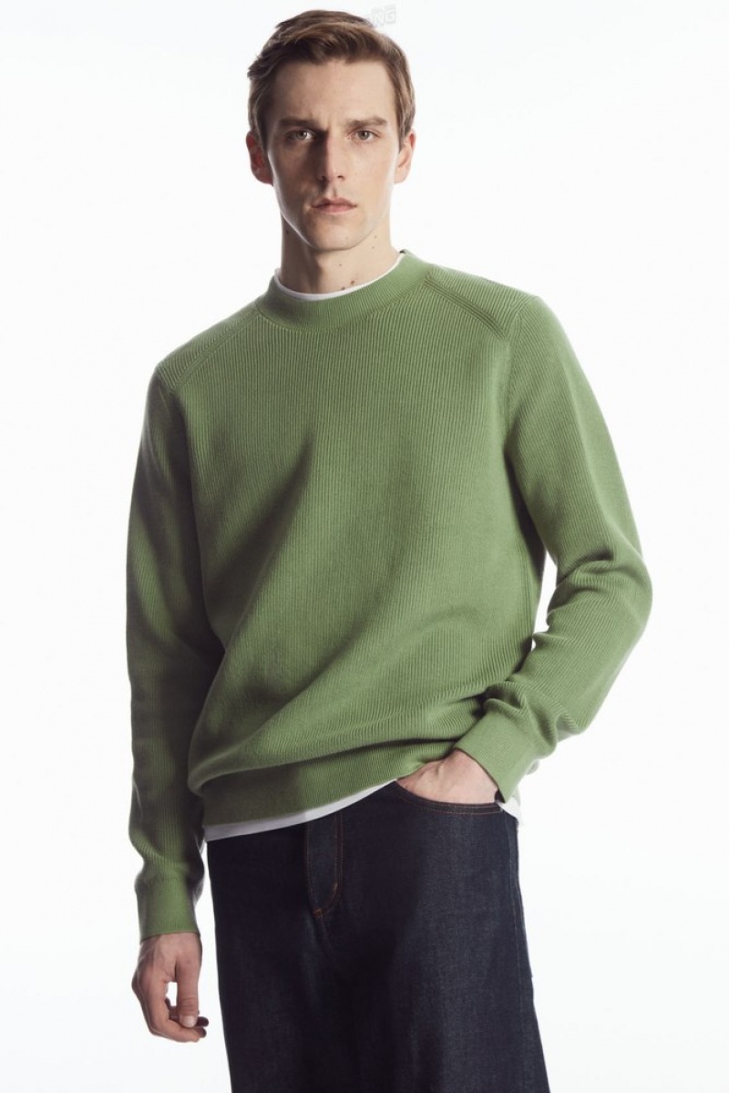 Khaki Green COS Ribbed-Knit Sweater | MB34-U9DJ