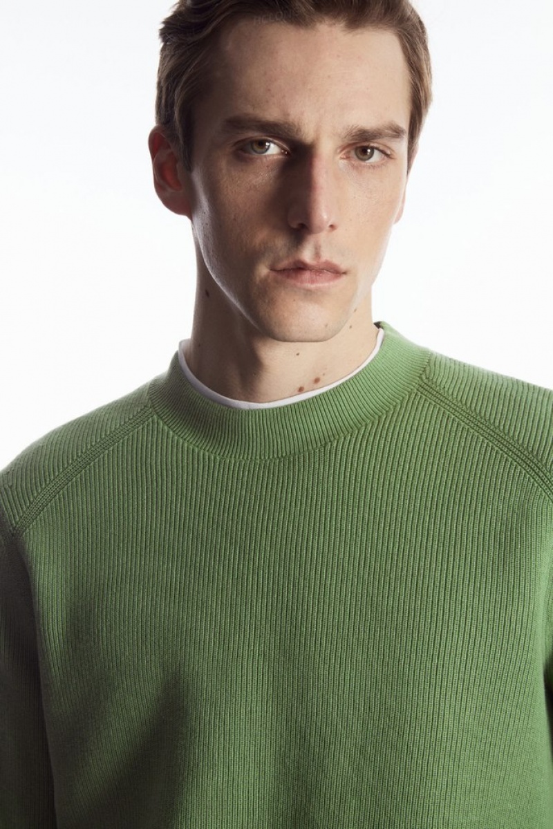 Khaki Green COS Ribbed-Knit Sweater | MB34-U9DJ