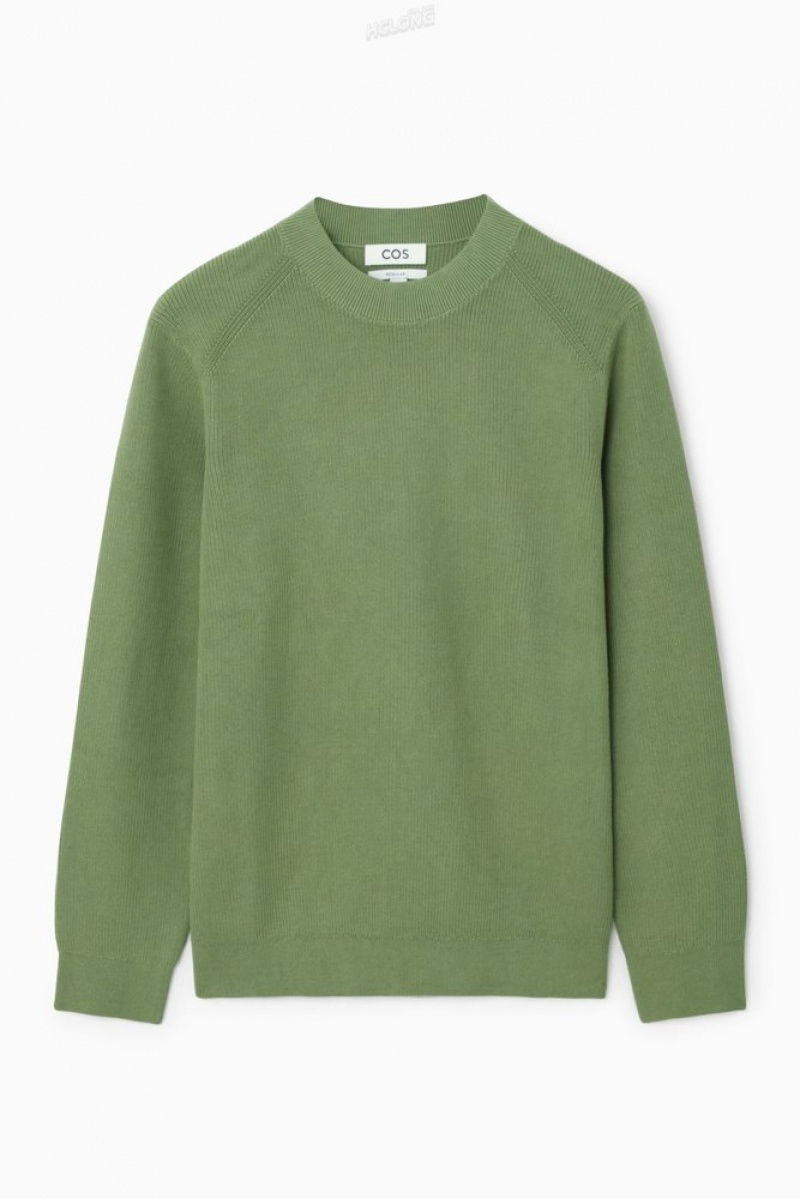 Khaki Green COS Ribbed-Knit Sweater | MB34-U9DJ