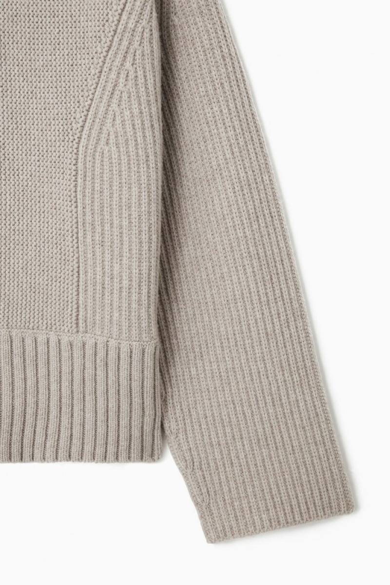 Light Beige COS Chunky Paneled Wool Sweater | UU46-J6CW