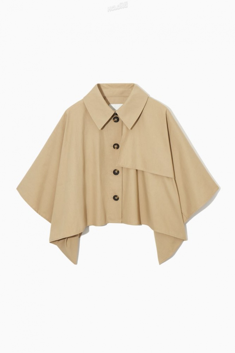 Light Beige COS Cropped Trench Coat Cape | KK88-E0OM