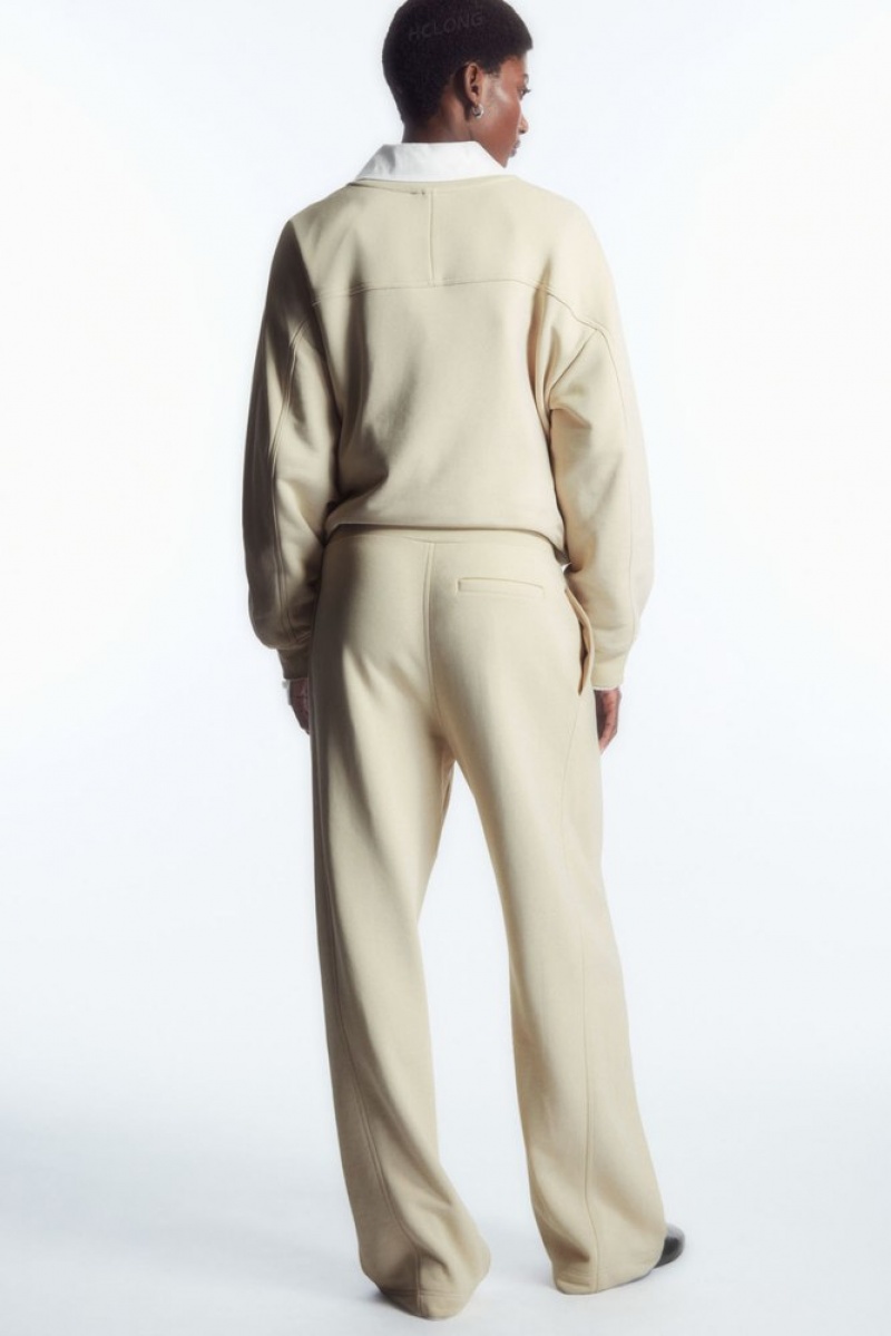 Light Beige COS Exposed-Seam Jersey Sweatpants | UB44-T7OH