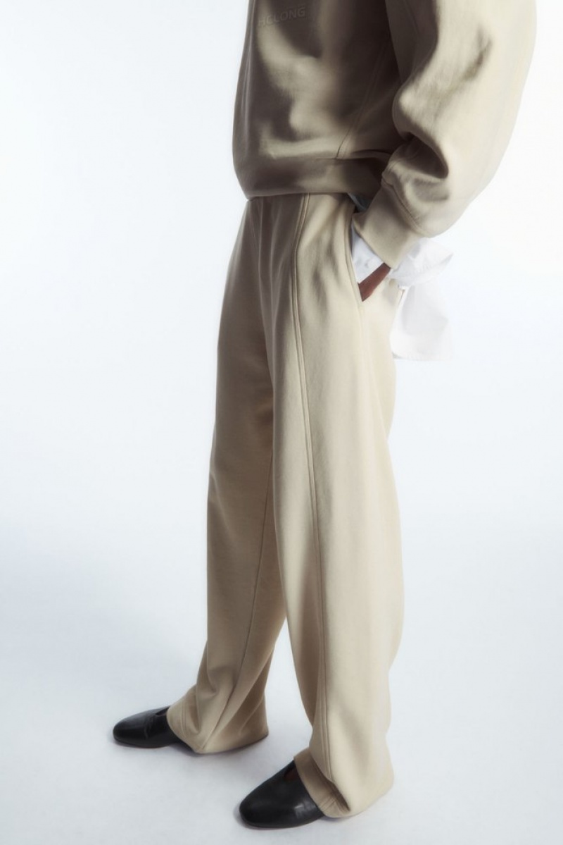 Light Beige COS Exposed-Seam Jersey Sweatpants | UB44-T7OH