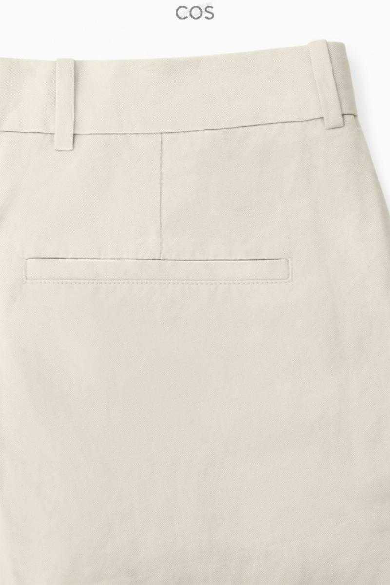 Light Beige COS Pleated Straight-Leg Linen-Blend Trousers | XX35-E2FM