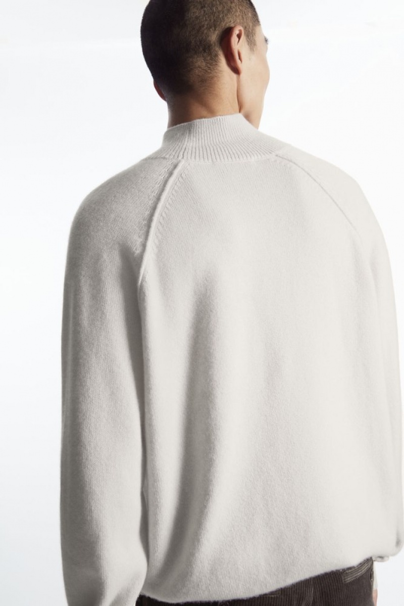 Light Beige COS Pure Cashmere Funnel-Neck Jumper | MU45-T5WU