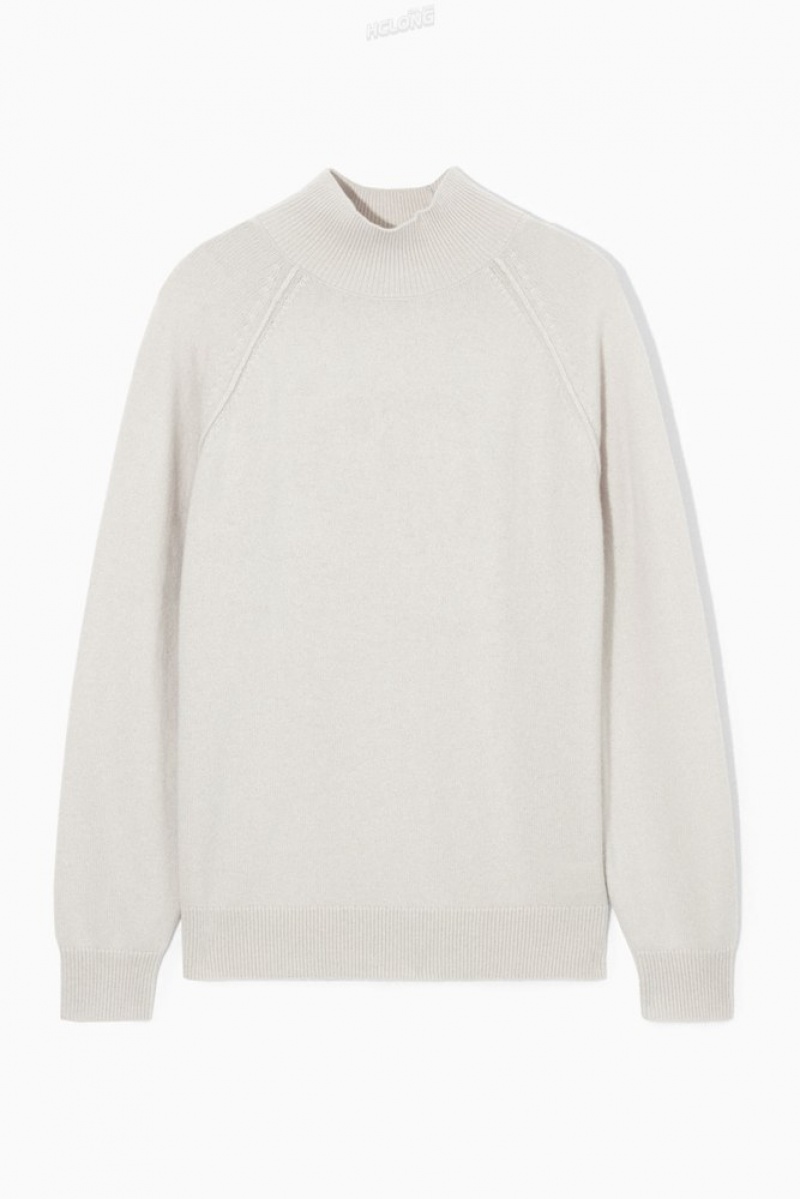 Light Beige COS Pure Cashmere Funnel-Neck Jumper | MU45-T5WU