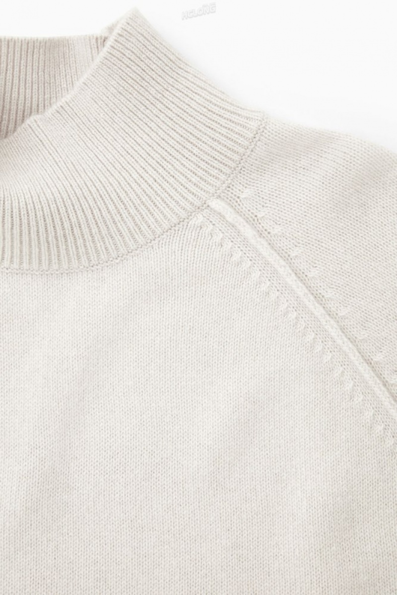 Light Beige COS Pure Cashmere Funnel-Neck Jumper | MU45-T5WU