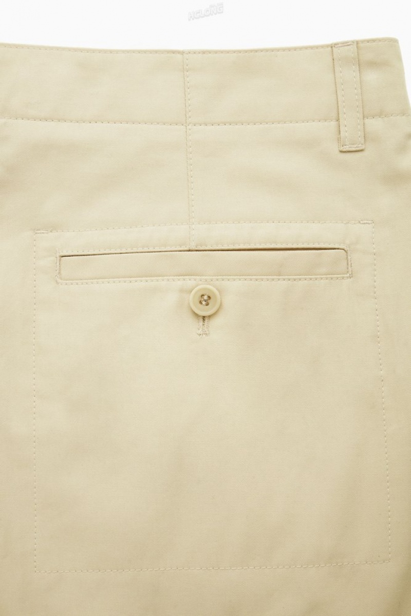 Light Beige COS Relaxed-Fit Utility Trousers | YG36-G6XU