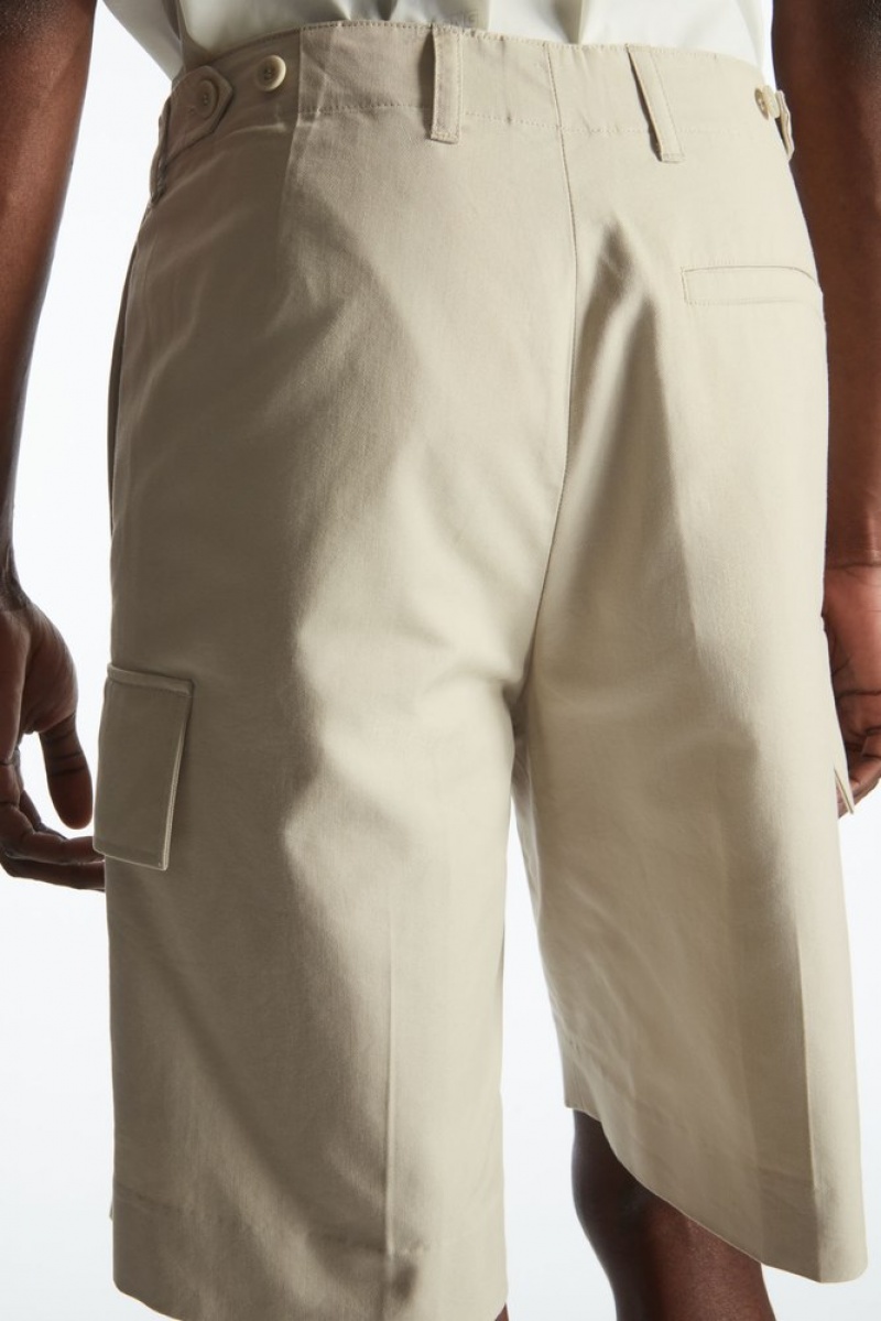 Light Beige COS Tailored Utility Shorts | IW65-Z2MU