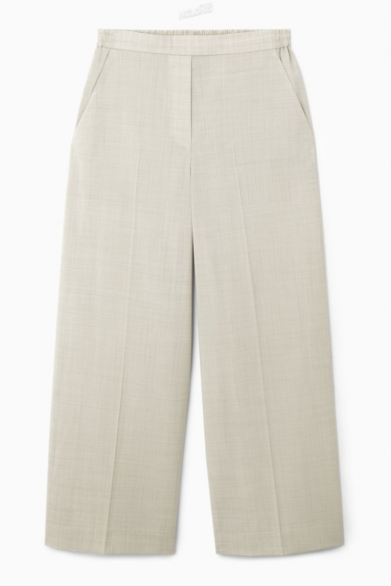 Light Beige COS Voluminous Wide-Leg Wool Pants | BW12-L4HS