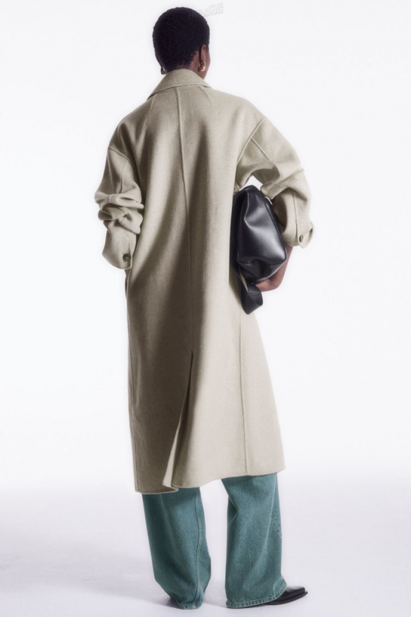 Light Beige MéLange COS Collared Double-Faced Wool Coat | JO01-Z5UU