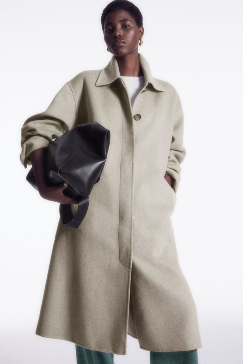 Light Beige MéLange COS Collared Double-Faced Wool Coat | JO01-Z5UU