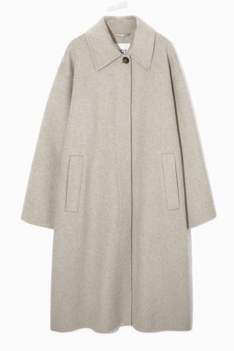 Light Beige MéLange COS Collared Double-Faced Wool Coat | JO01-Z5UU