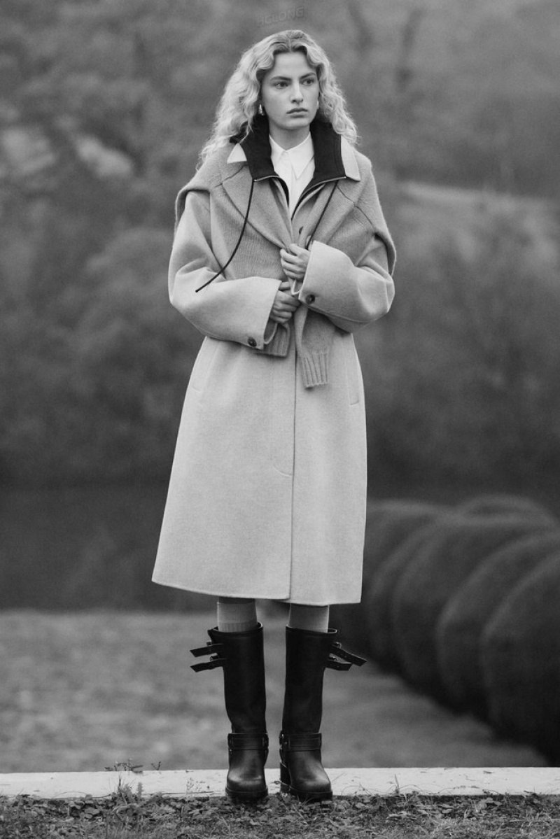 Light Beige MéLange COS Collared Double-Faced Wool Coat | JO01-Z5UU