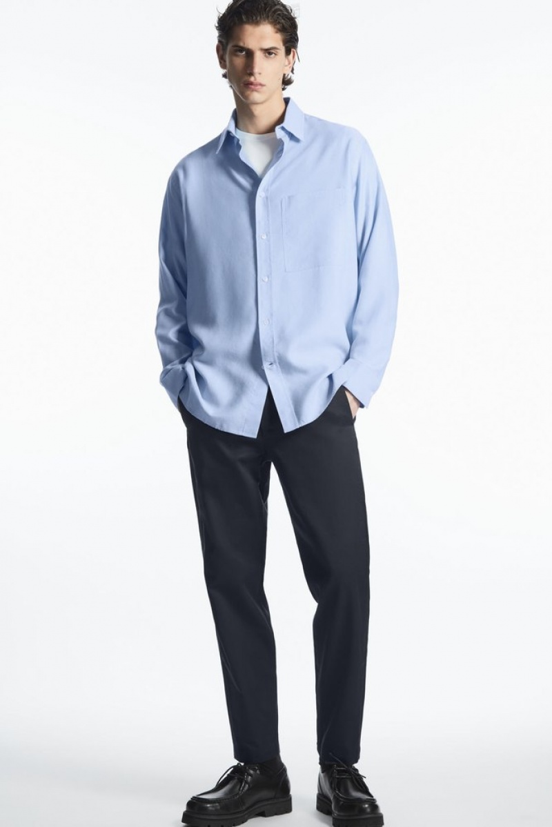 Light Blue COS Relaxed-Fit Lightweight Shirt | KA00-J6AM