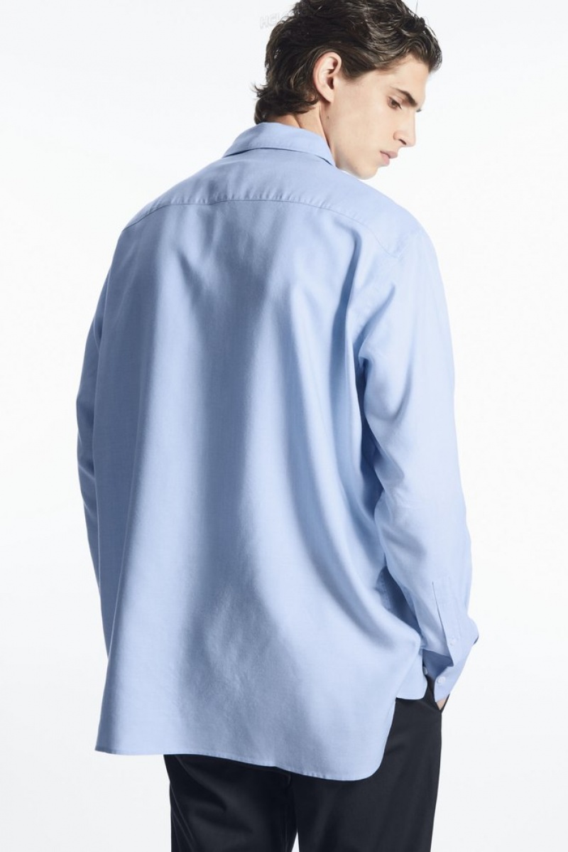 Light Blue COS Relaxed-Fit Lightweight Shirt | KA00-J6AM