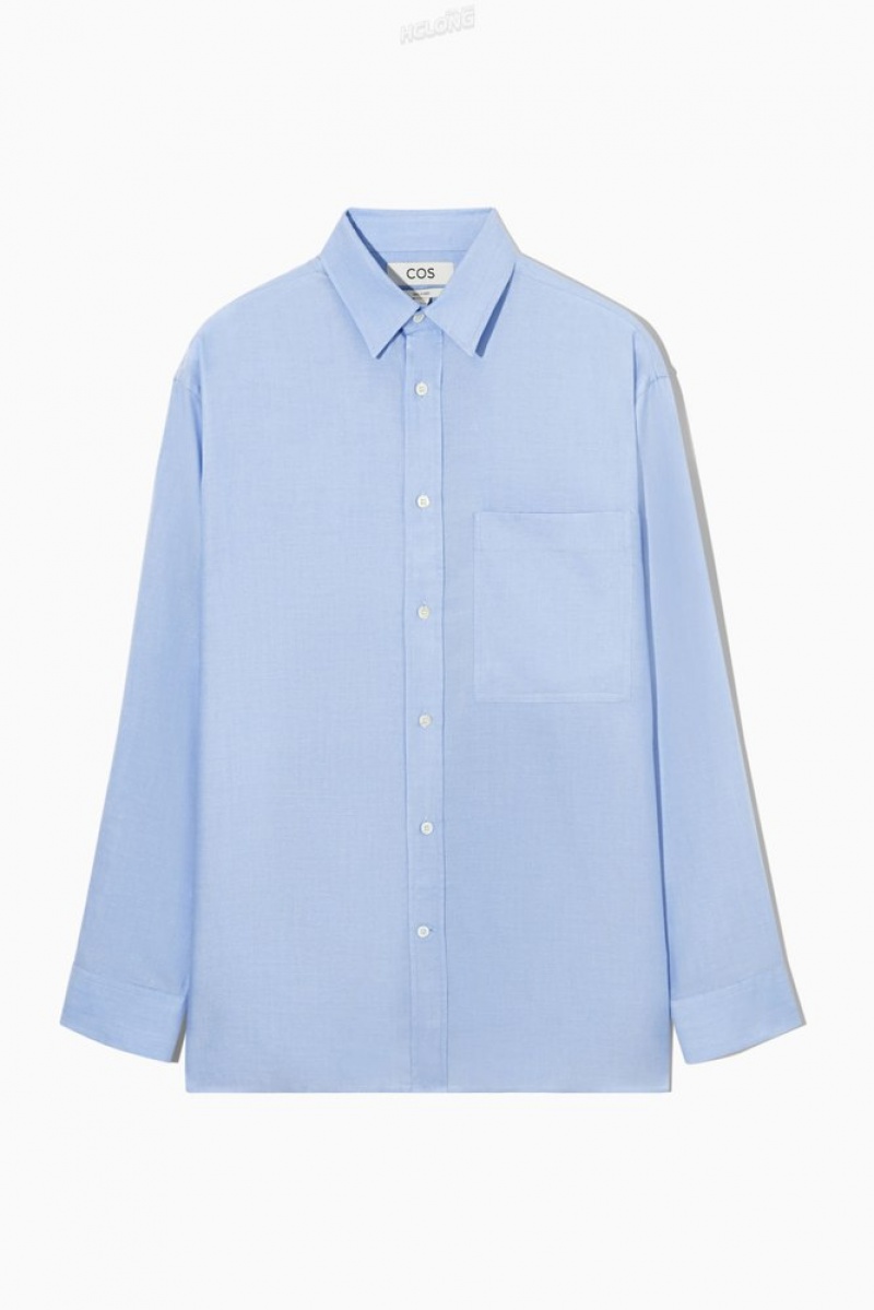 Light Blue COS Relaxed-Fit Lightweight Shirt | KA00-J6AM