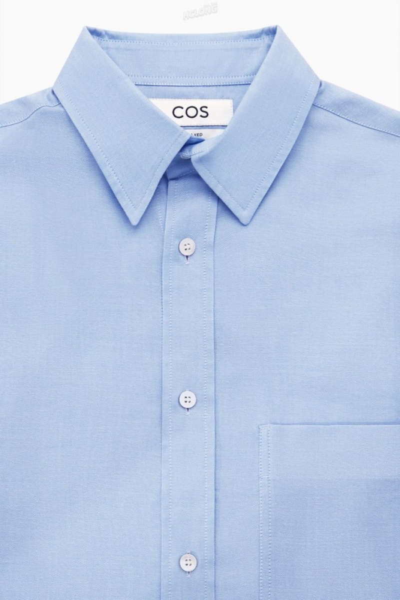 Light Blue COS Relaxed-Fit Lightweight Shirt | KA00-J6AM