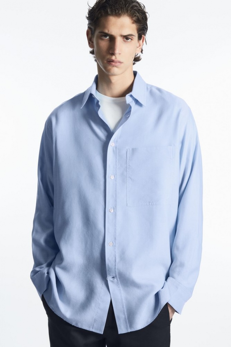 Light Blue COS Relaxed-Fit Lightweight Shirt | KA00-J6AM