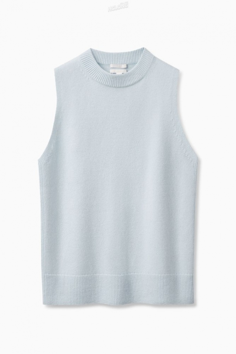 Light Blue COS Relaxed-Fit Pure Cashmere Vest | QP87-D6ME