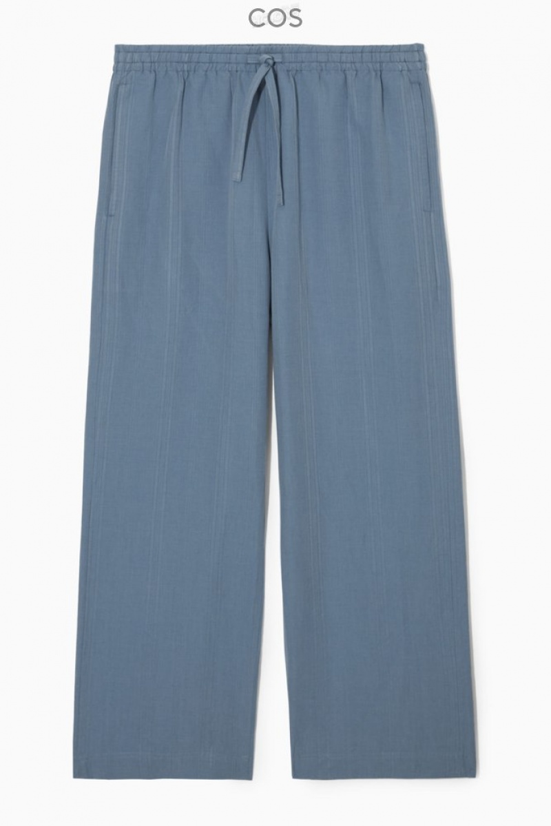 Light Blue COS Straight-Leg Textured Linen Pants | FX75-Q3ID