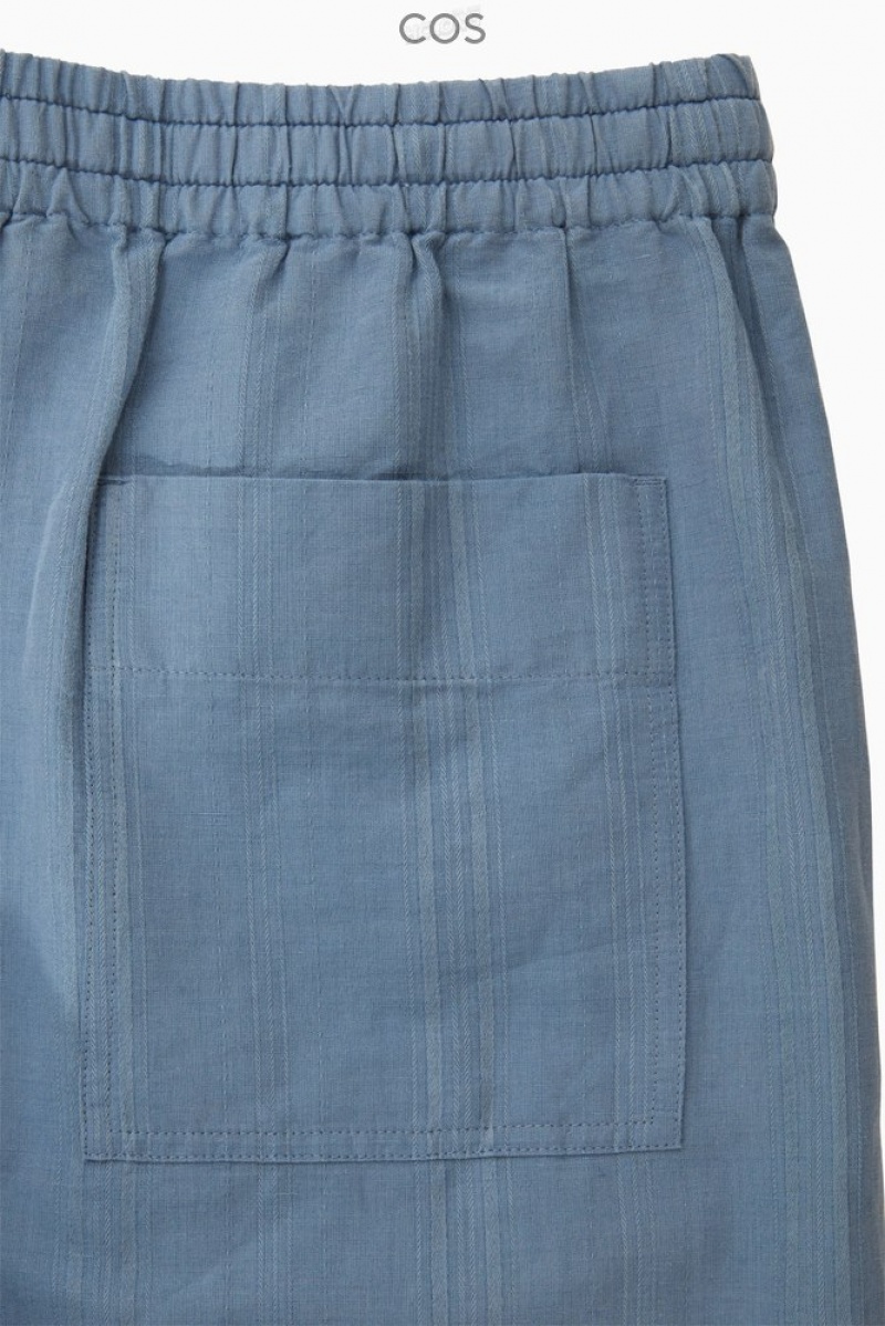 Light Blue COS Straight-Leg Textured Linen Pants | FX75-Q3ID