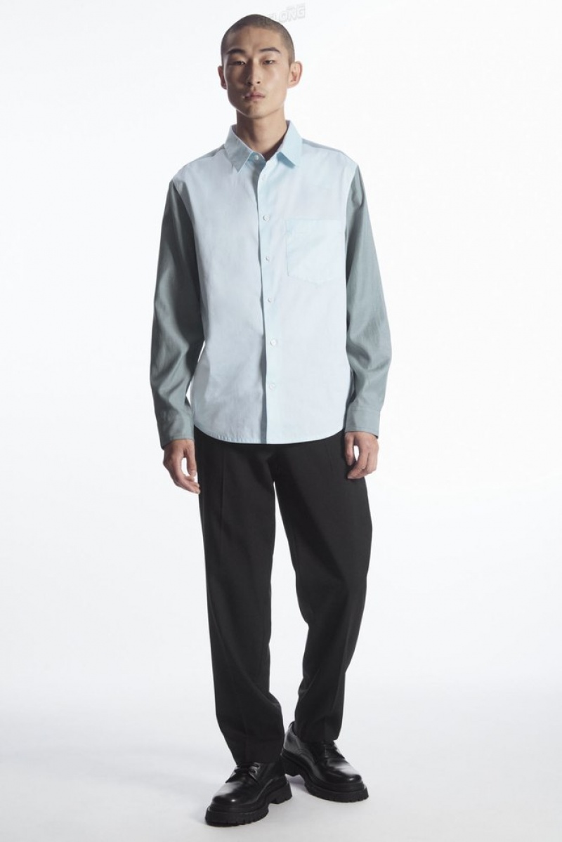 Light Blue / Teal COS Colour-Block Tailored Shirt - Relaxed | GL72-J4CA