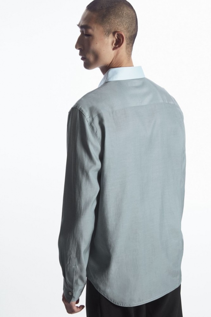 Light Blue / Teal COS Colour-Block Tailored Shirt - Relaxed | GL72-J4CA