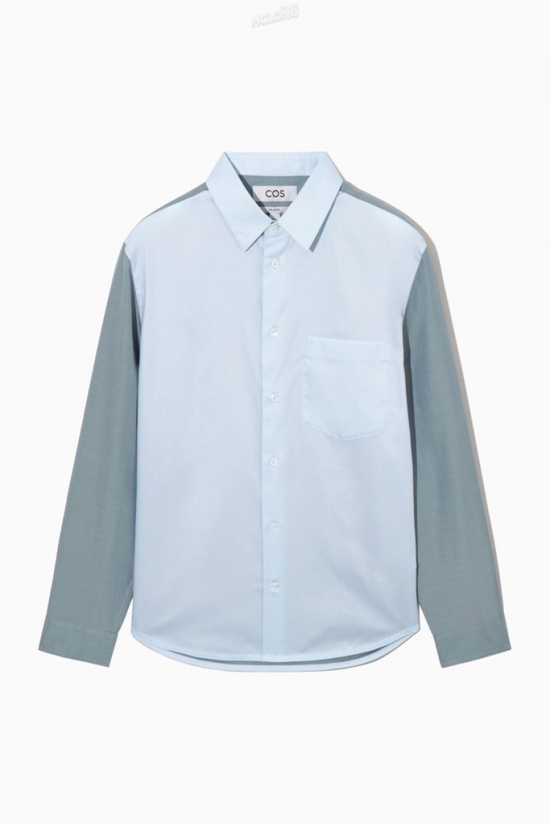 Light Blue / Teal COS Colour-Block Tailored Shirt - Relaxed | GL72-J4CA