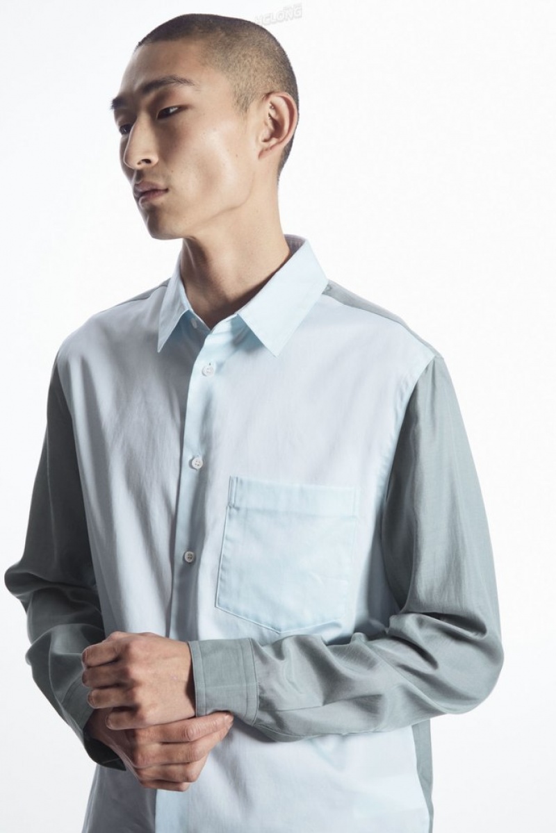 Light Blue / Teal COS Colour-Block Tailored Shirt - Relaxed | GL72-J4CA