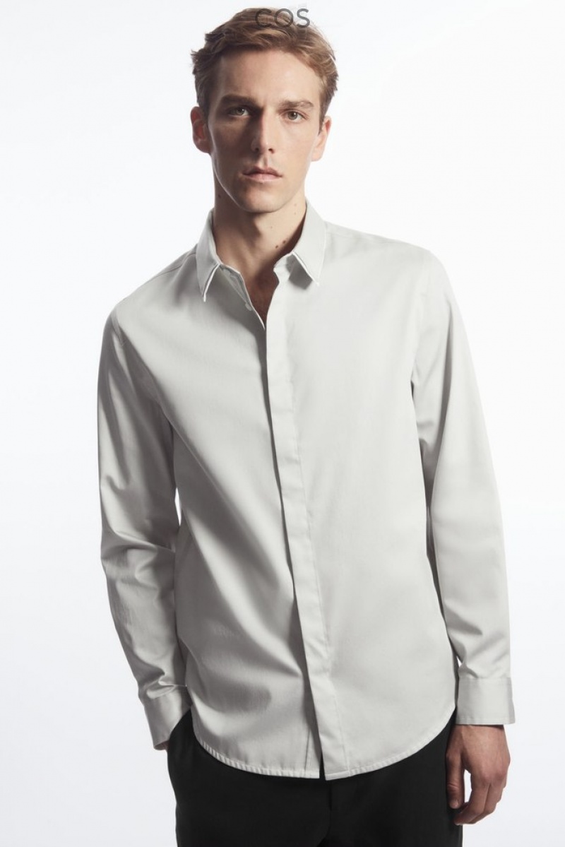 Light Gray COS Layered-Collar Dress Shirt - Regular | CW15-C0DE