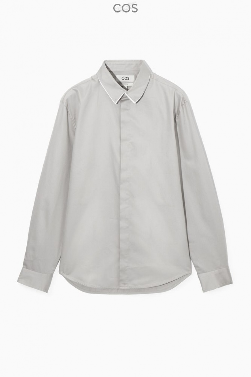 Light Gray COS Layered-Collar Dress Shirt - Regular | CW15-C0DE