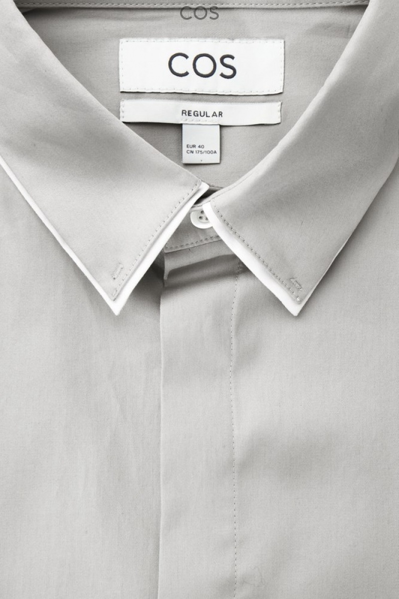 Light Gray COS Layered-Collar Dress Shirt - Regular | CW15-C0DE