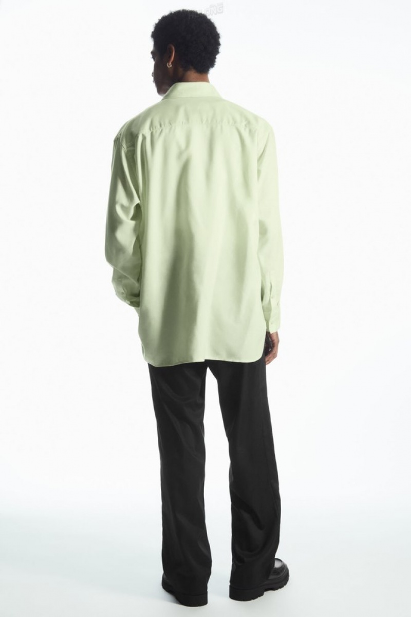 Light Green COS Lightweight Twill Shirt | YU02-V8AH