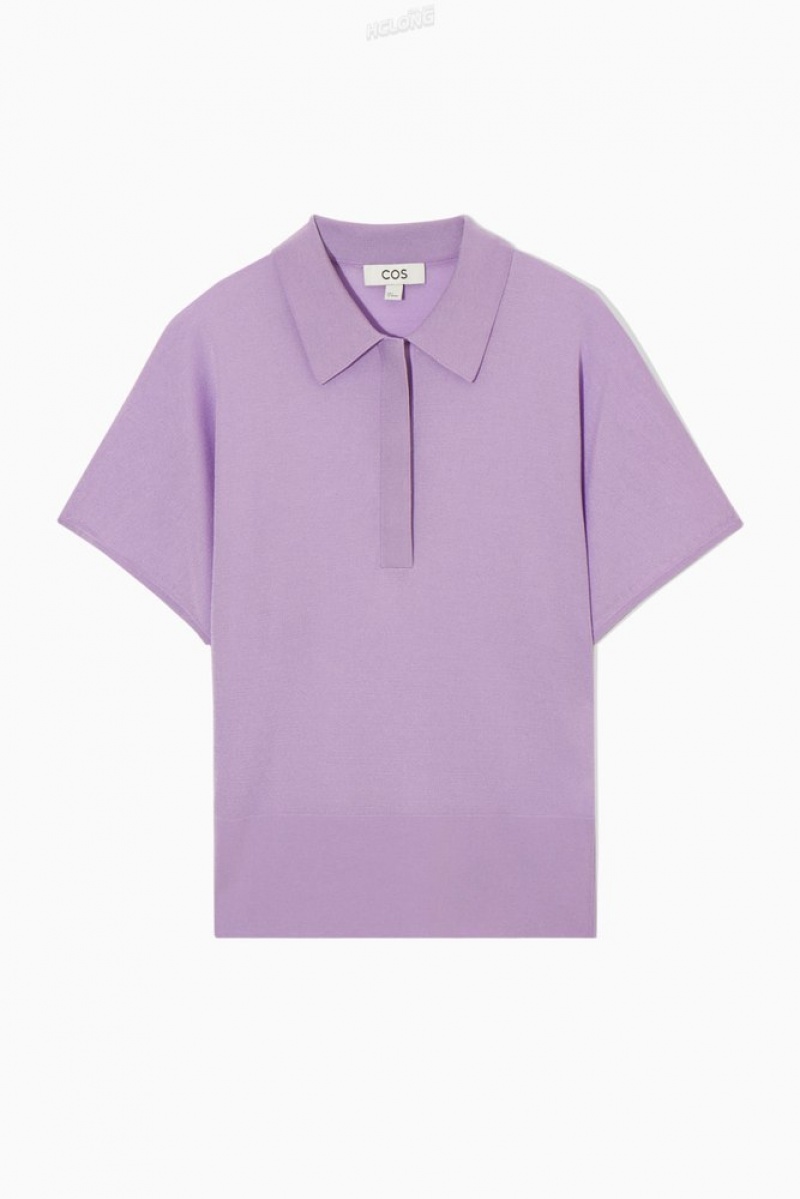 Lilac COS Knitted Polo Shirt | TF62-U2DZ