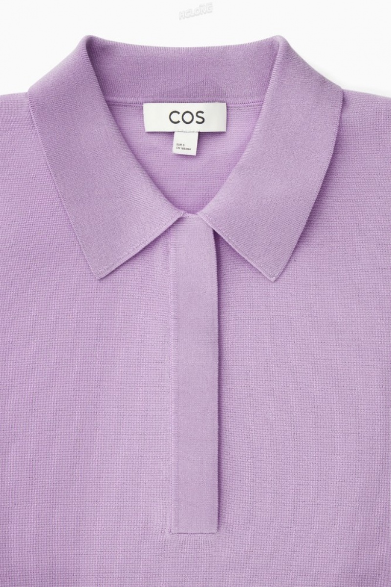 Lilac COS Knitted Polo Shirt | TF62-U2DZ