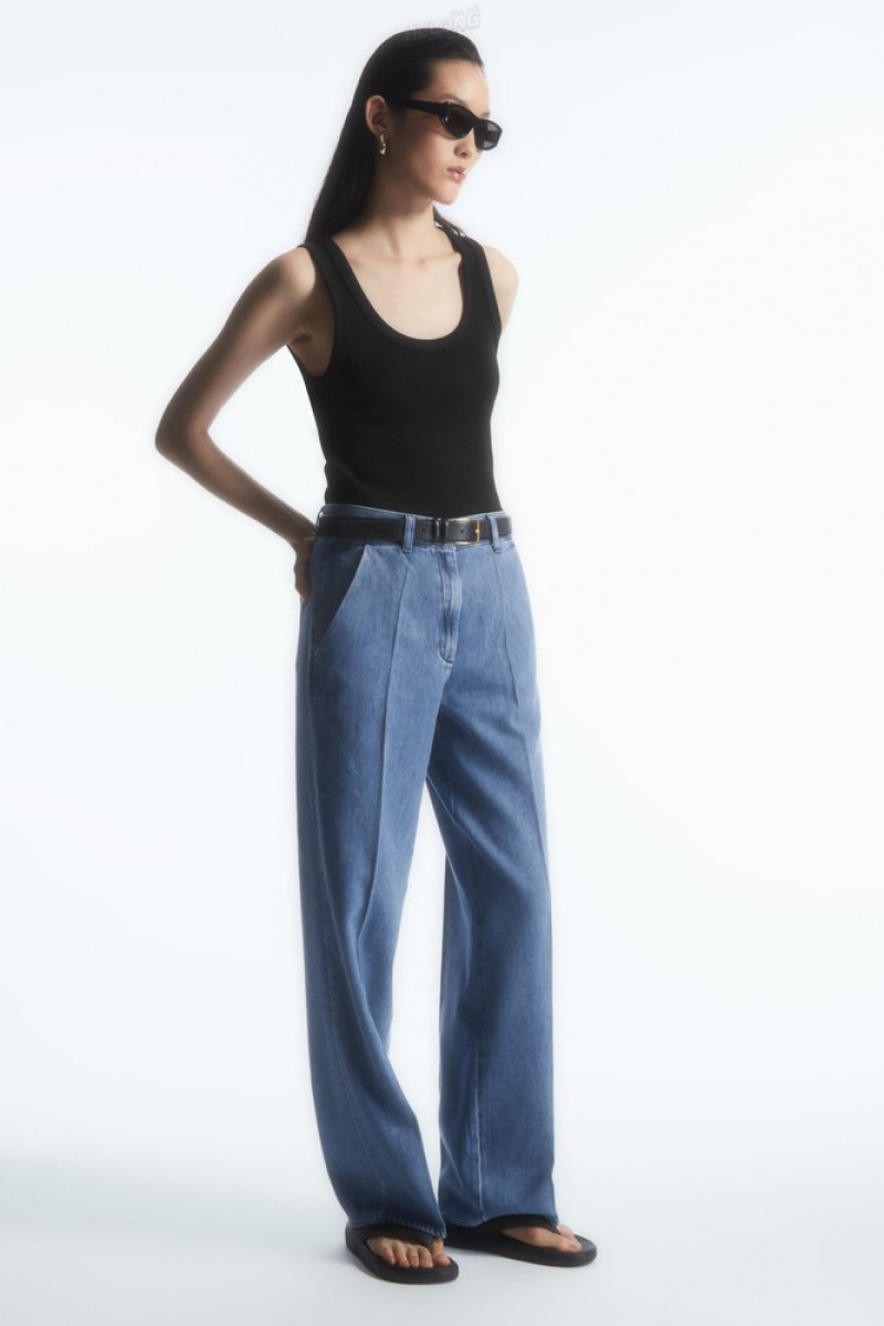 Mid Blue COS Straight-Leg Denim Trousers | KK54-K1RS