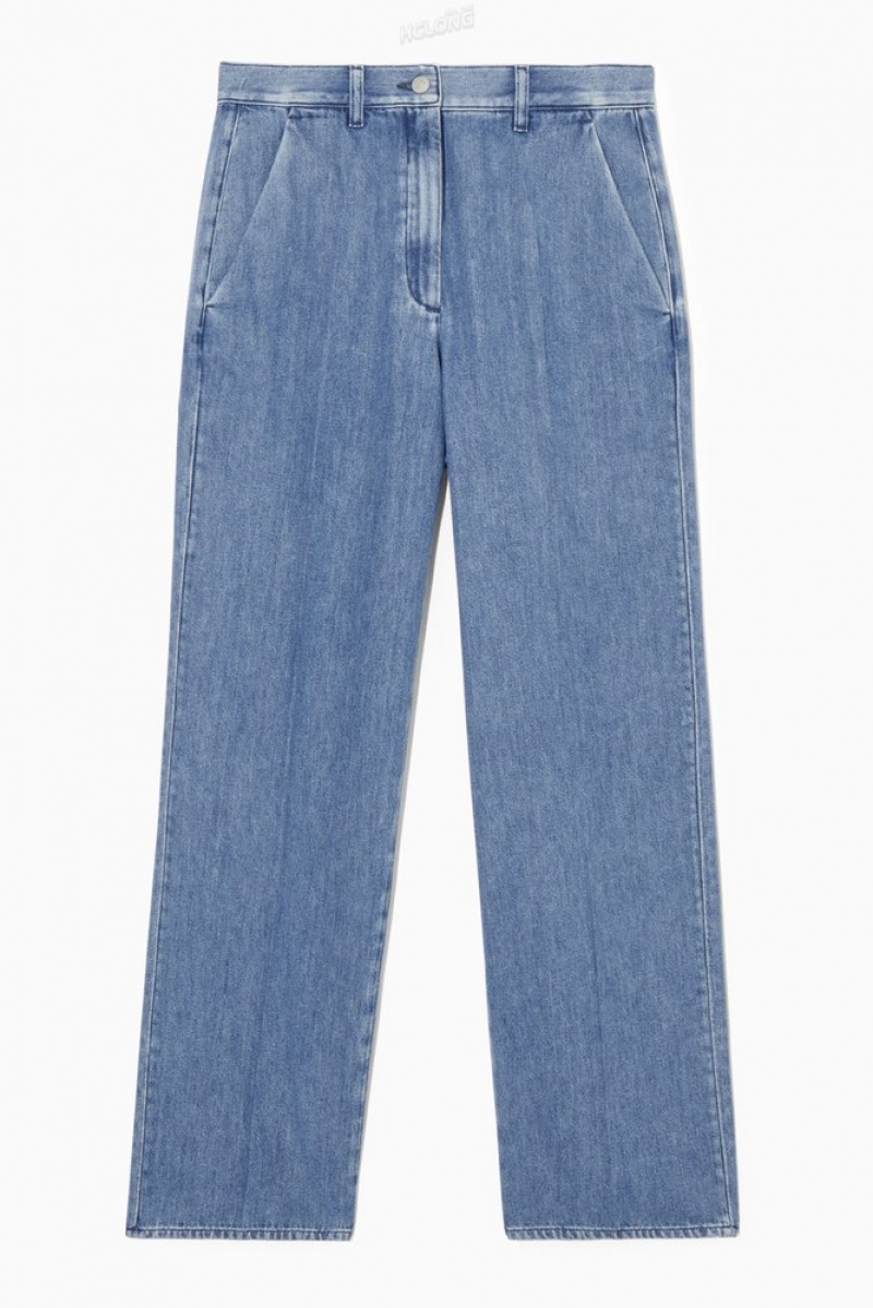 Mid Blue COS Straight-Leg Denim Trousers | KK54-K1RS