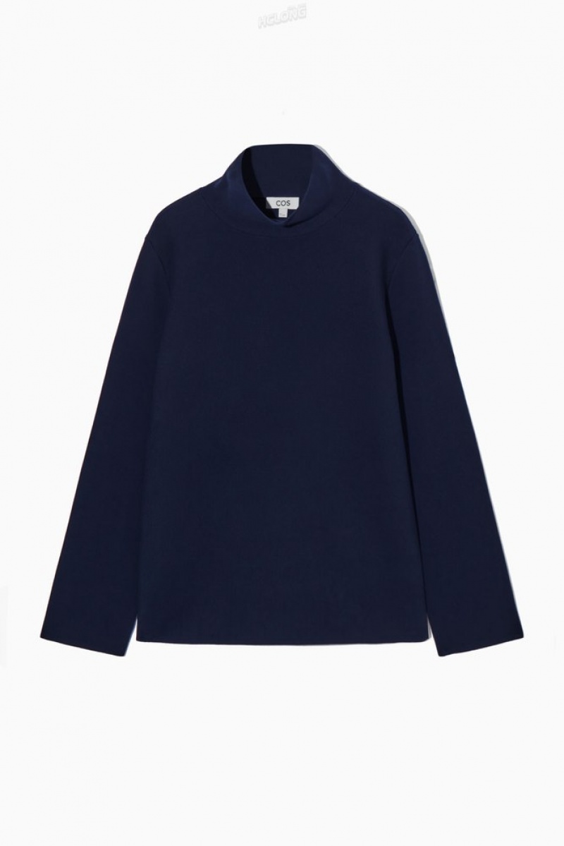 Navy COS A-Line Funnel-Neck Top | DU13-X6QG