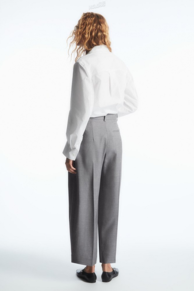 Navy COS Barrel-Leg Wool Pants | AL93-X6FQ