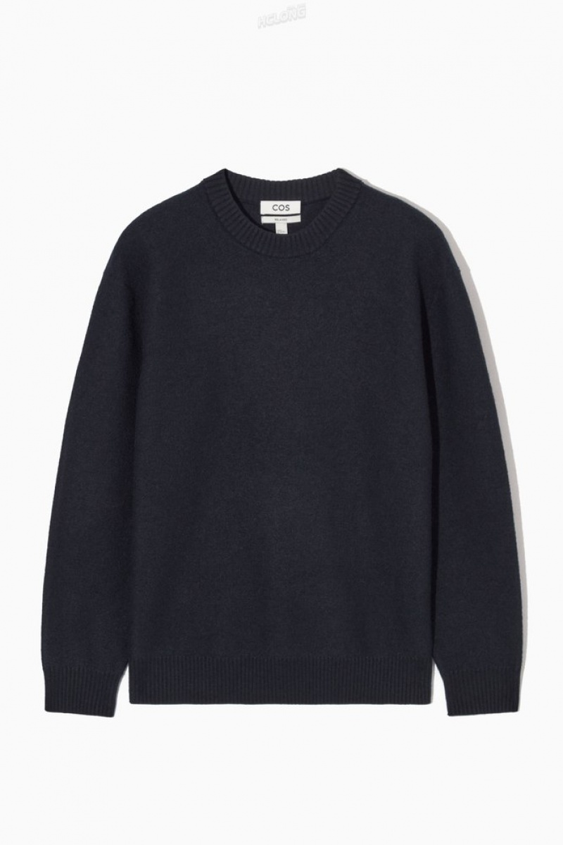 Navy COS Boiled-Wool Crew-Neck Sweater | JC22-O0JI