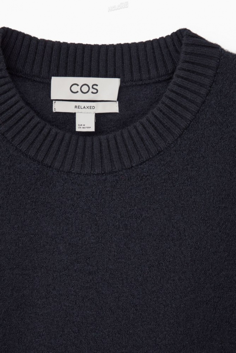 Navy COS Boiled-Wool Crew-Neck Sweater | JC22-O0JI