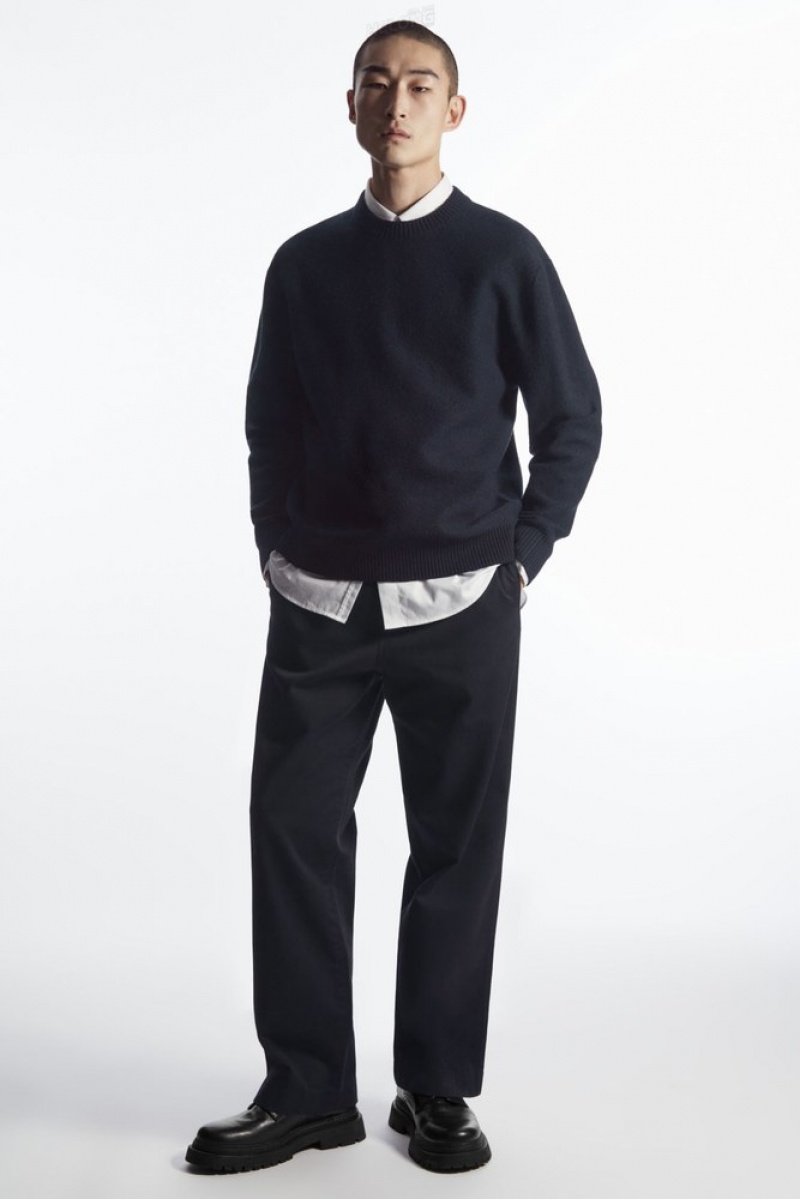 Navy COS Boiled-Wool Crew-Neck Sweater | JC22-O0JI