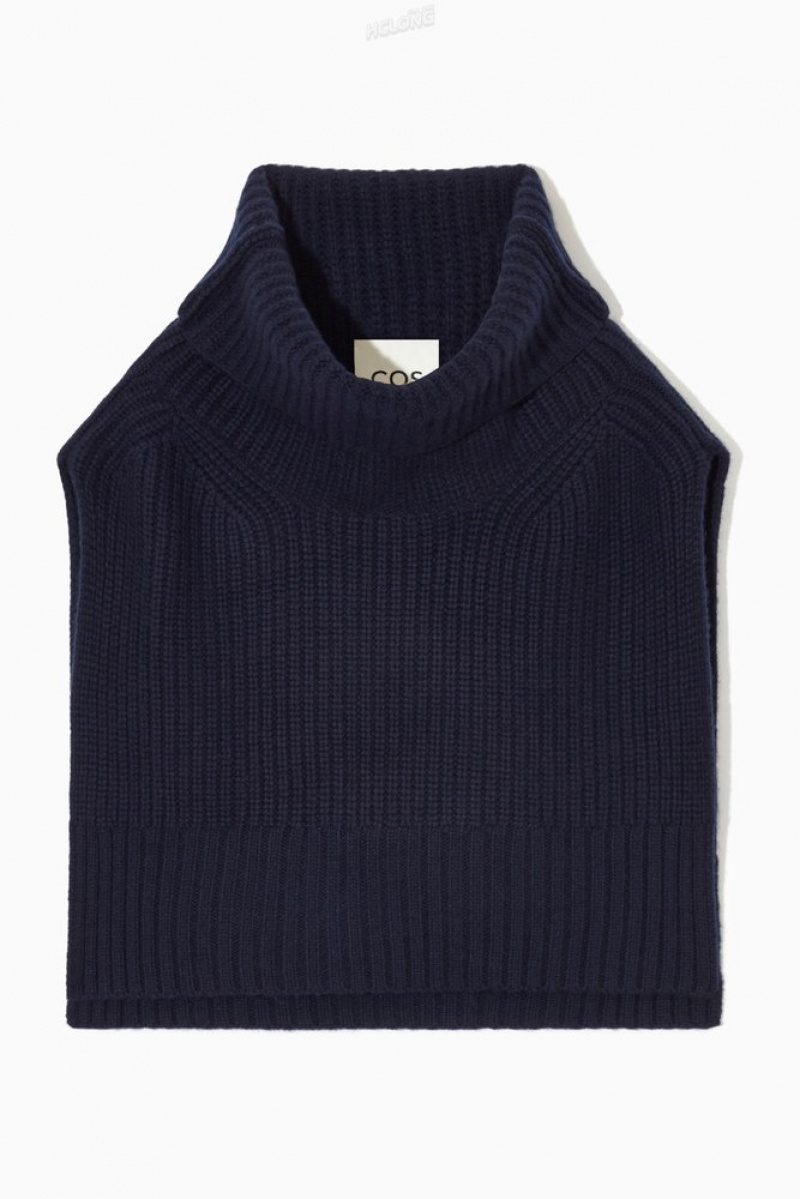 Navy COS Chunky Pure Cashmere Open-Side Vest | XE20-X3YA