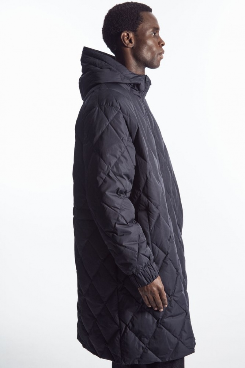 Navy COS Diamond-Quilted Padded Parka | WP49-T8RA