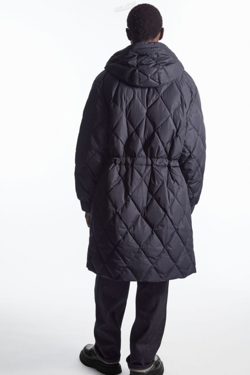 Navy COS Diamond-Quilted Padded Parka | WP49-T8RA