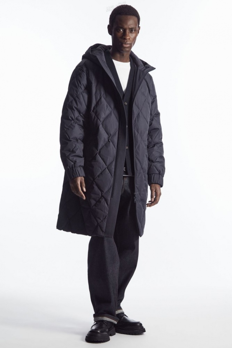 Navy COS Diamond-Quilted Padded Parka | WP49-T8RA