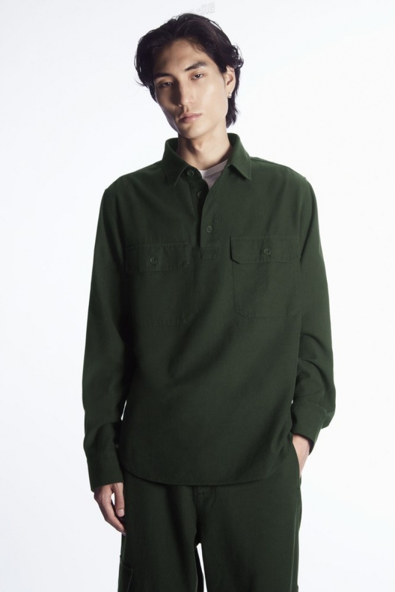 Navy COS Half-Placket Utility Overshirt | AF43-H4LR