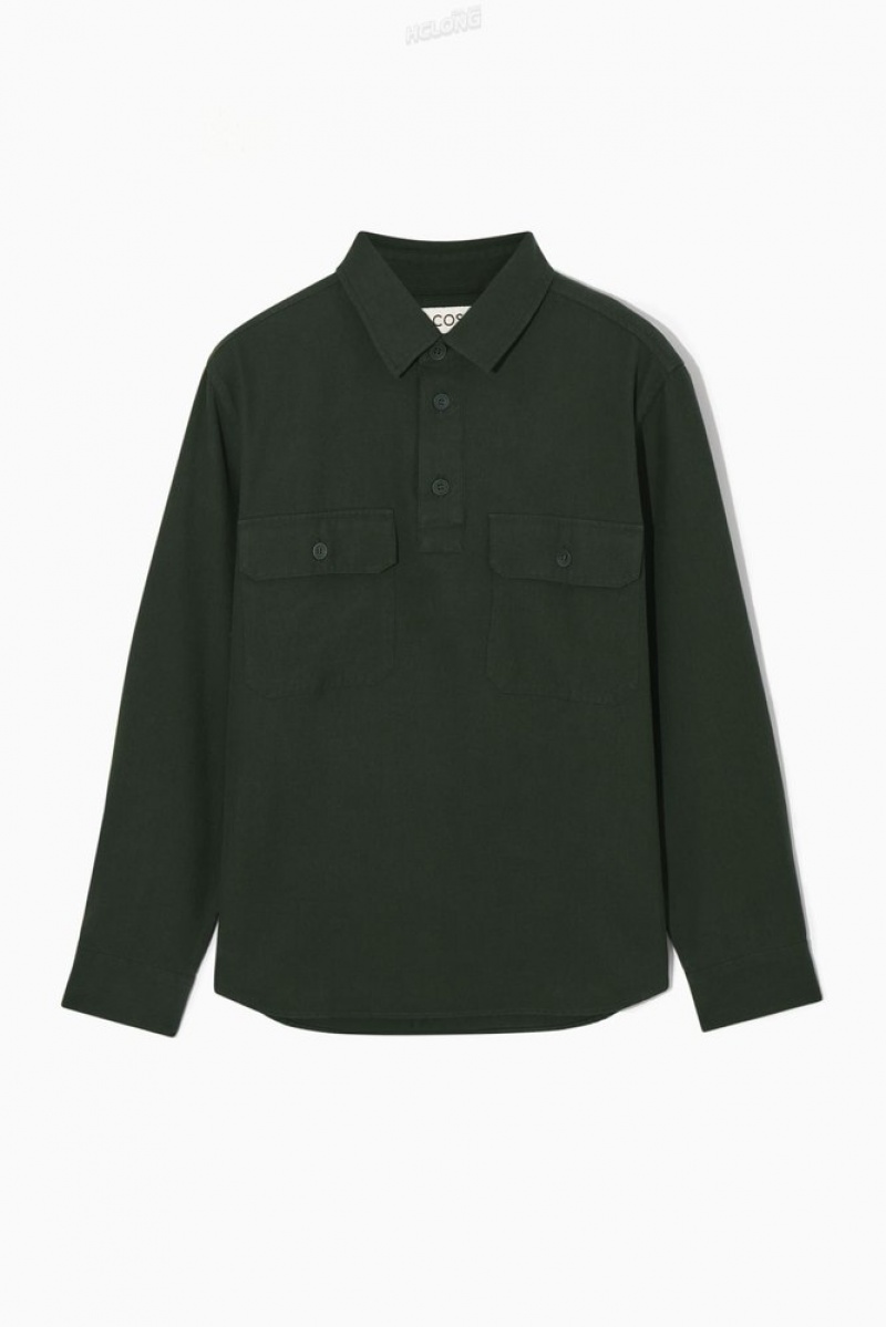 Navy COS Half-Placket Utility Overshirt | AF43-H4LR